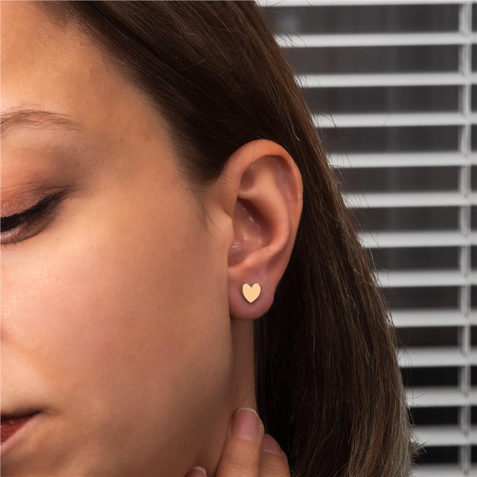 Solid Gold Heart Stud Earrings