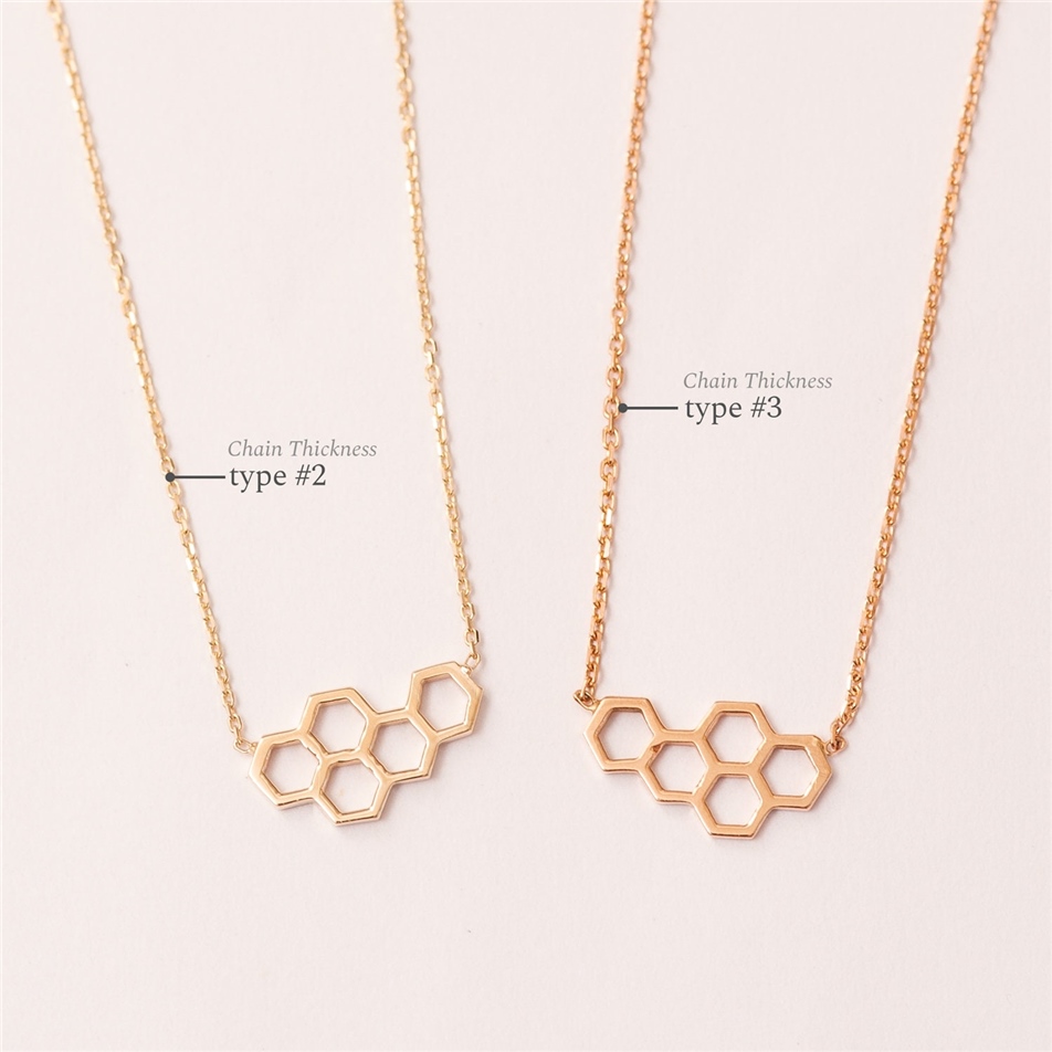 Solid Gold Honeycomb Initial Necklace