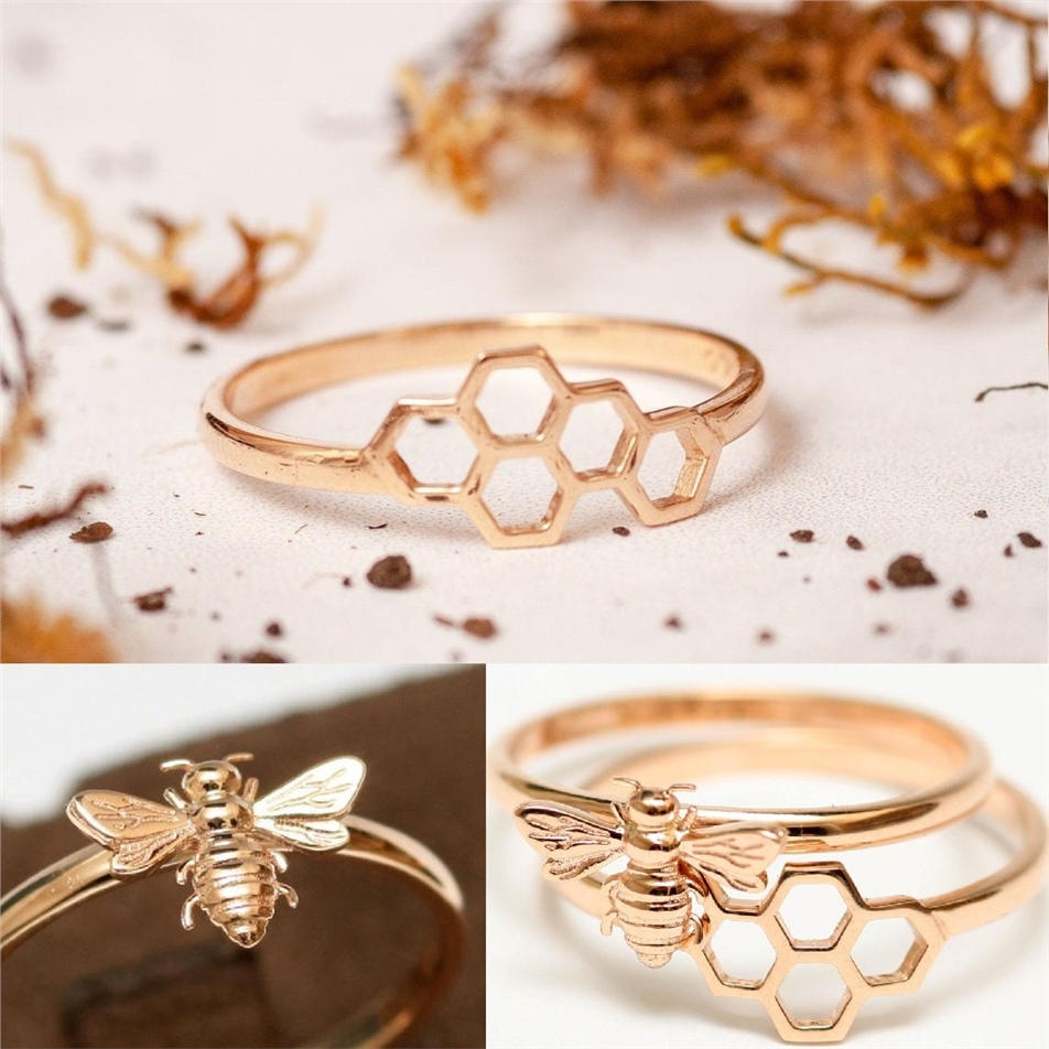 Solid Gold Honeycomb Stacking Ring