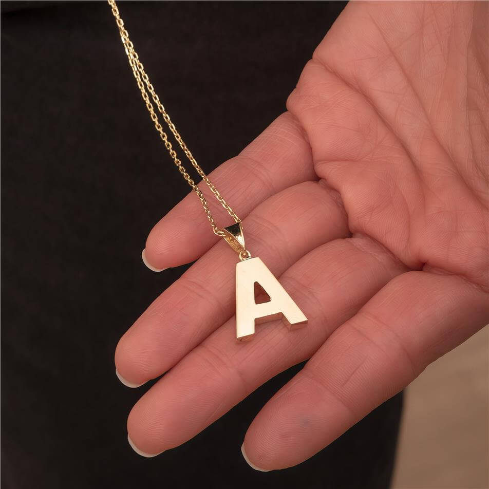 Solid Gold Initial Urn Pendant