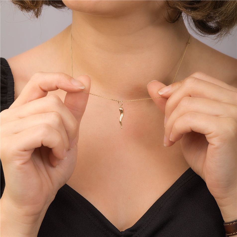 Solid Gold Italian Horn Necklace