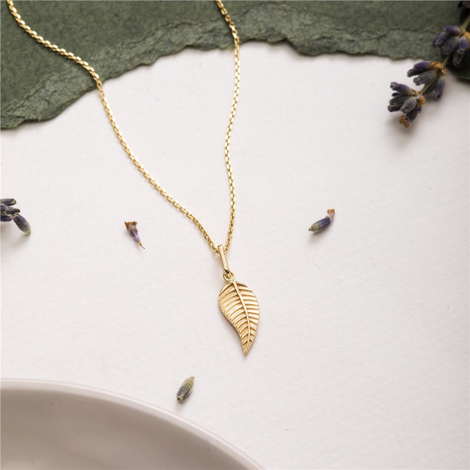 Solid Gold Leaf Pendant