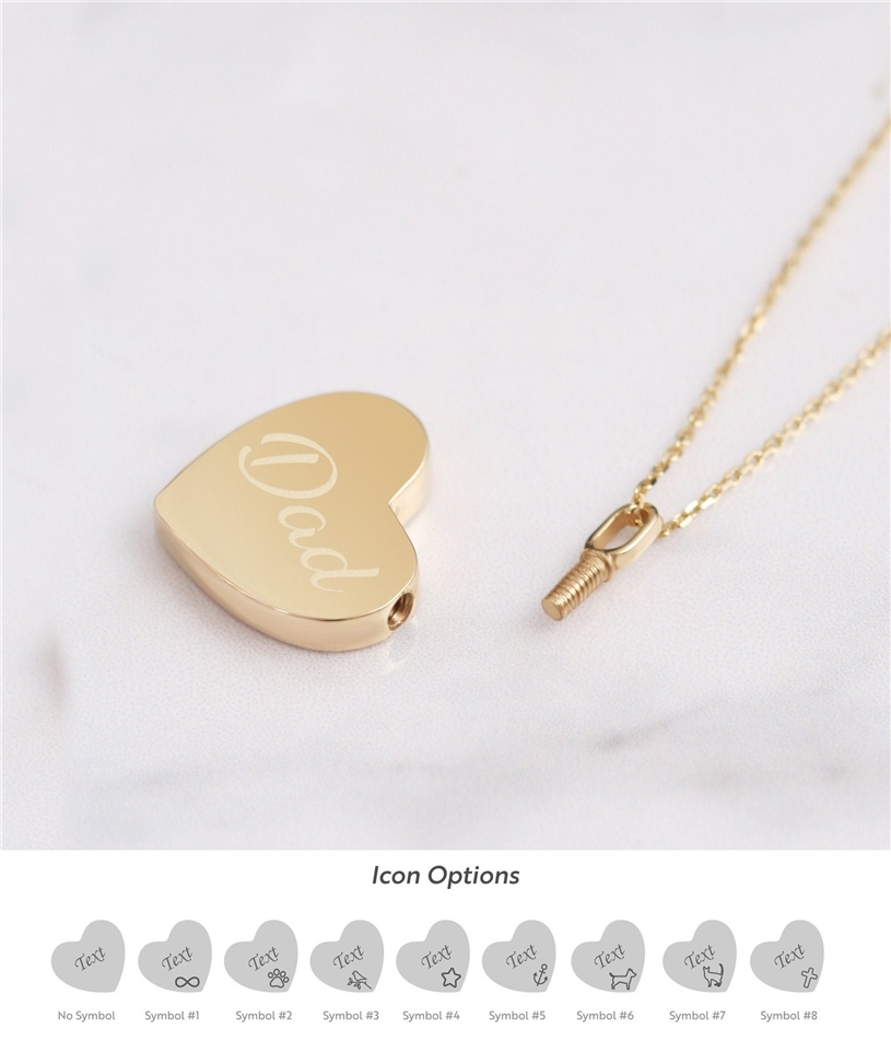 Solid Gold Mom & Dad Heart Urn Necklace