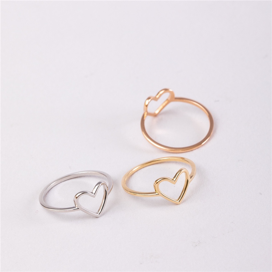Solid Gold Open Heart Ring