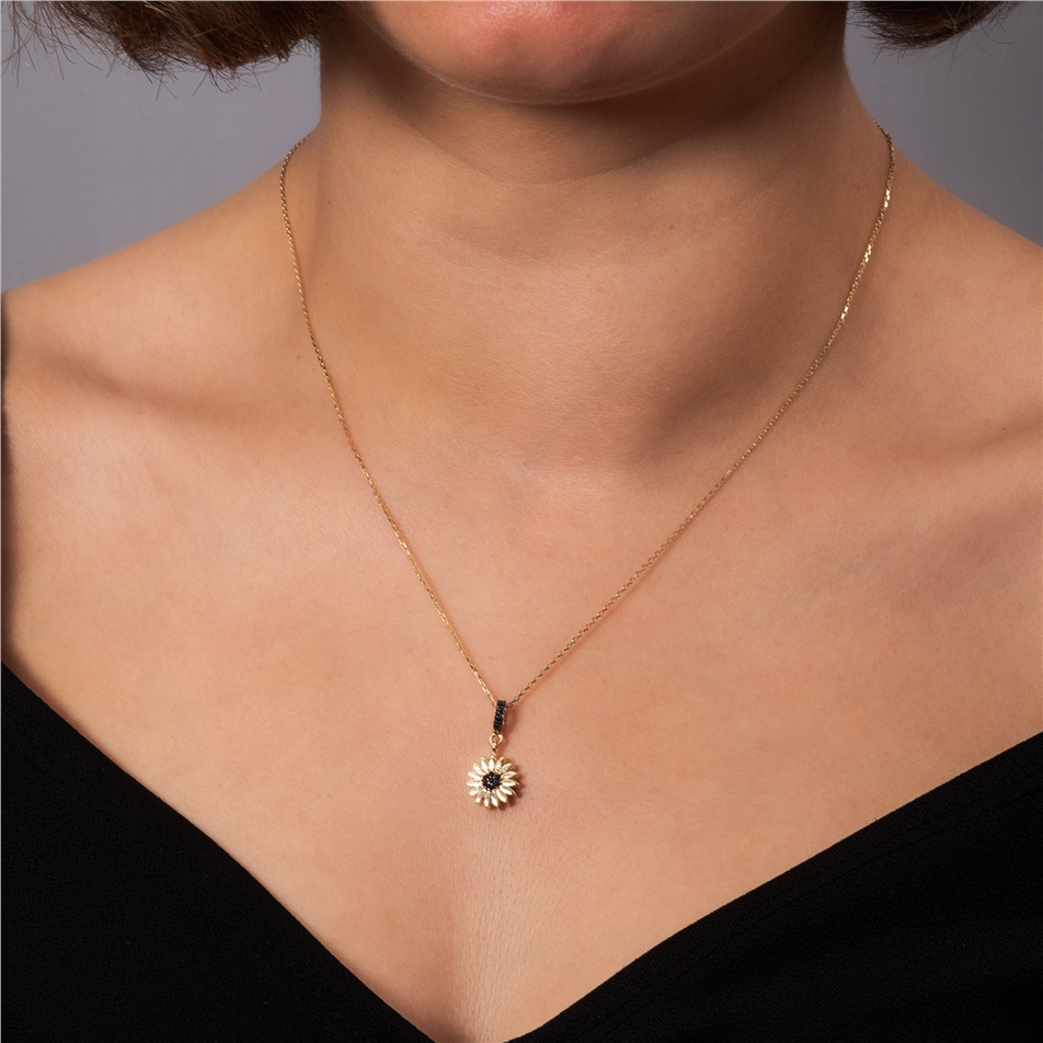 Solid Gold Sunflower Urn Pendant