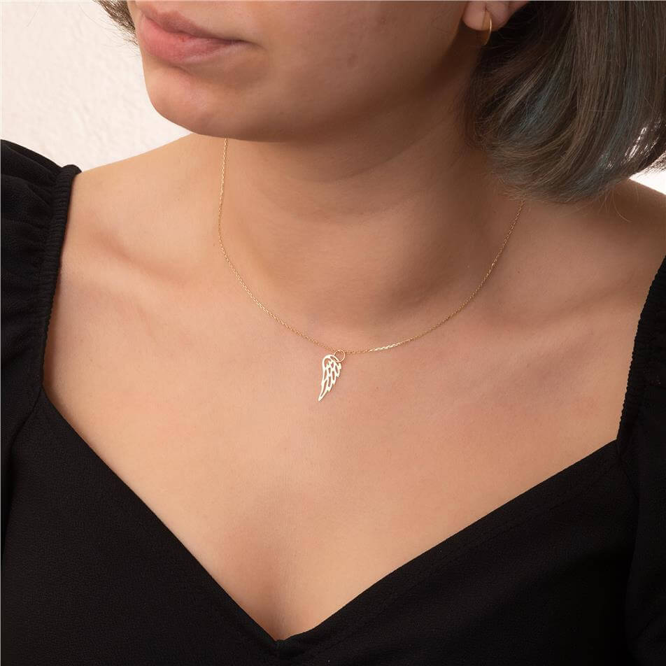 Solid Gold Angel Wing Charm