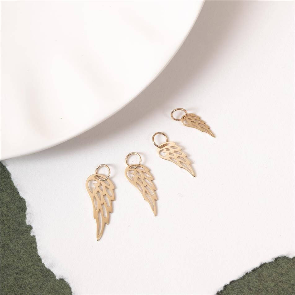 Solid Gold Angel Wing Charm