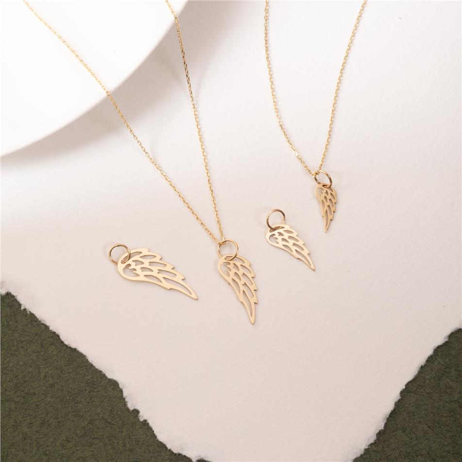 Solid Gold Angel Wing Charm