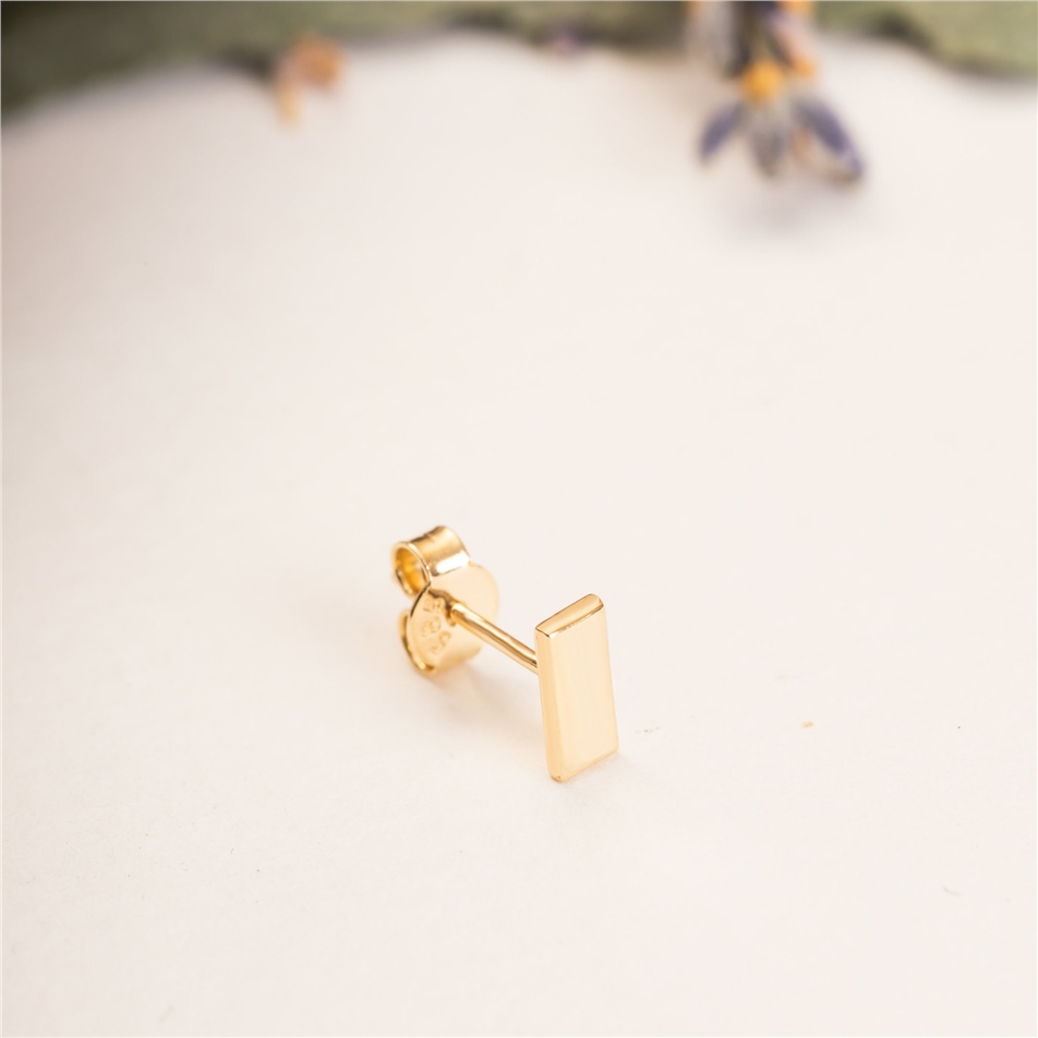Solid Gold Rectangle Stud Earrings