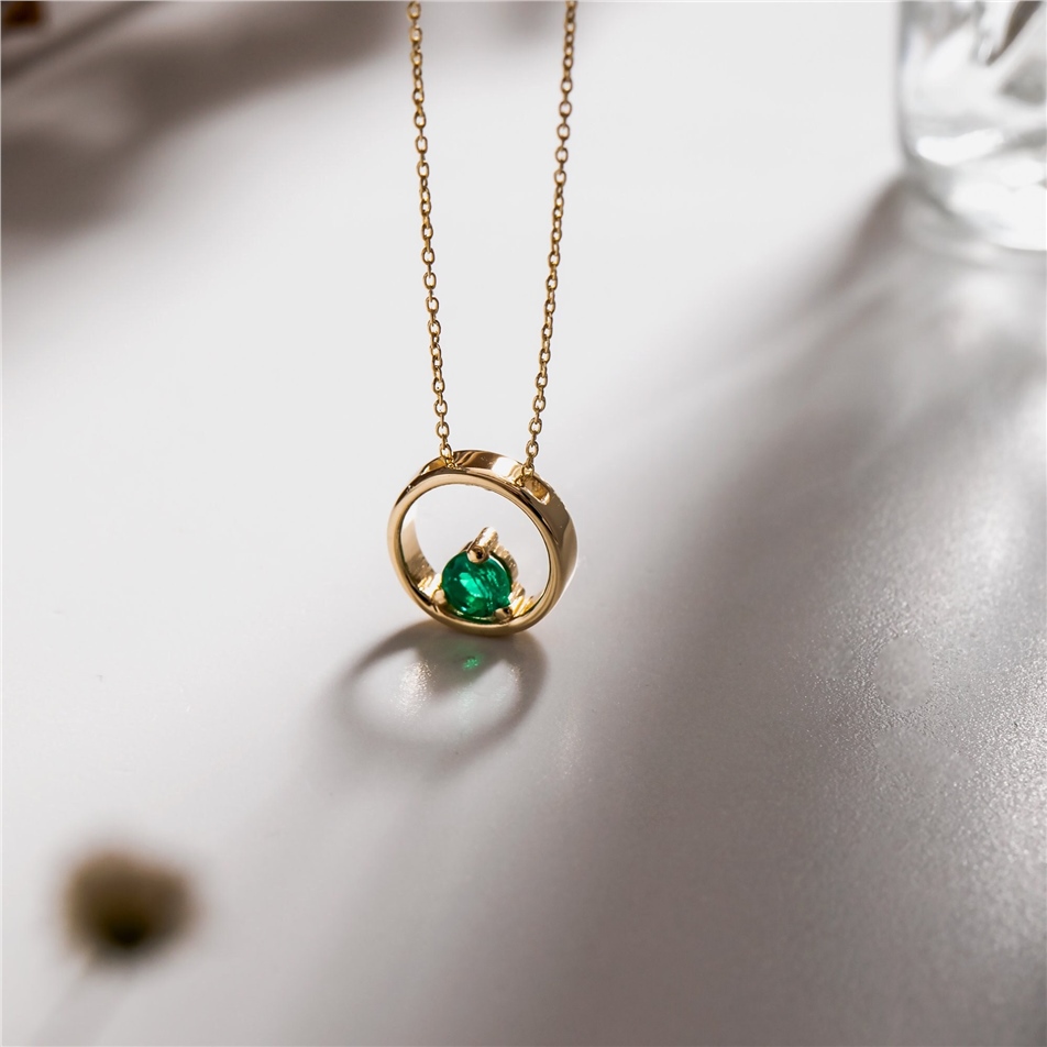 Solid Gold Emerald Necklace