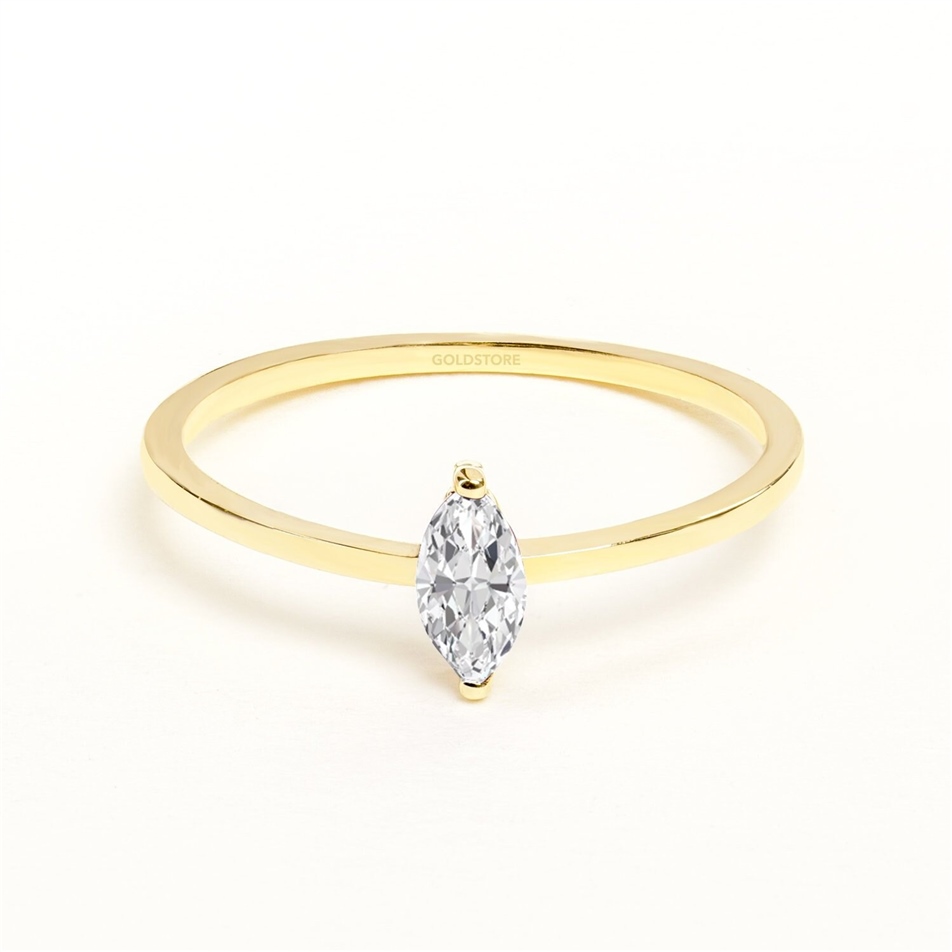 Solid Gold Marquise Cut Diamond Ring