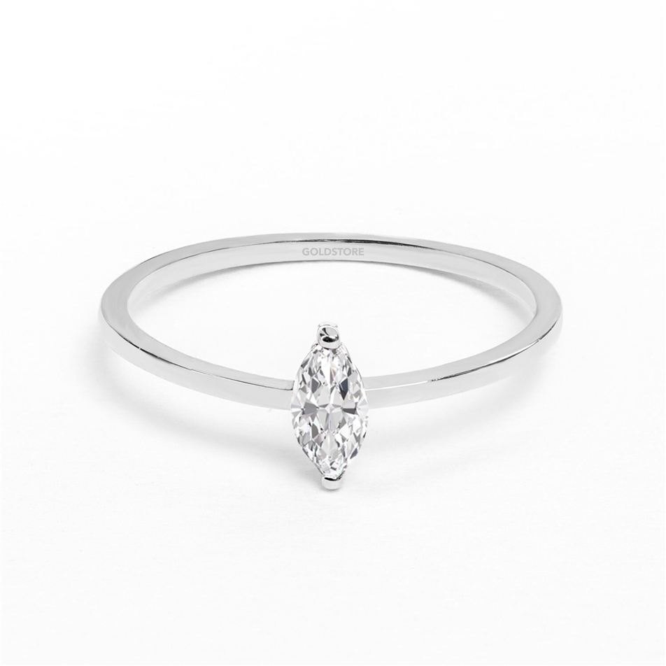 Solid Gold Marquise Cut Diamond Ring