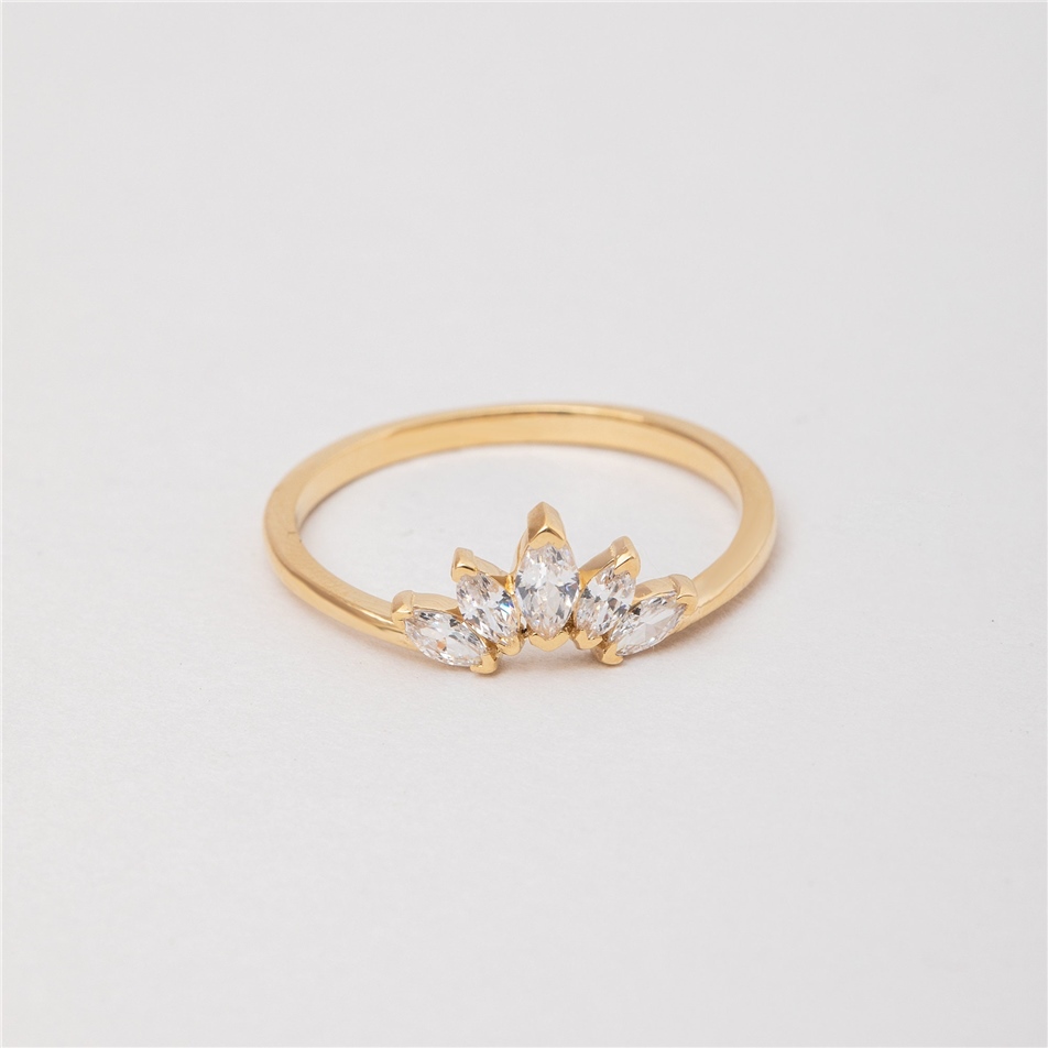 Solid Gold Dainty Marquise Cut Ring