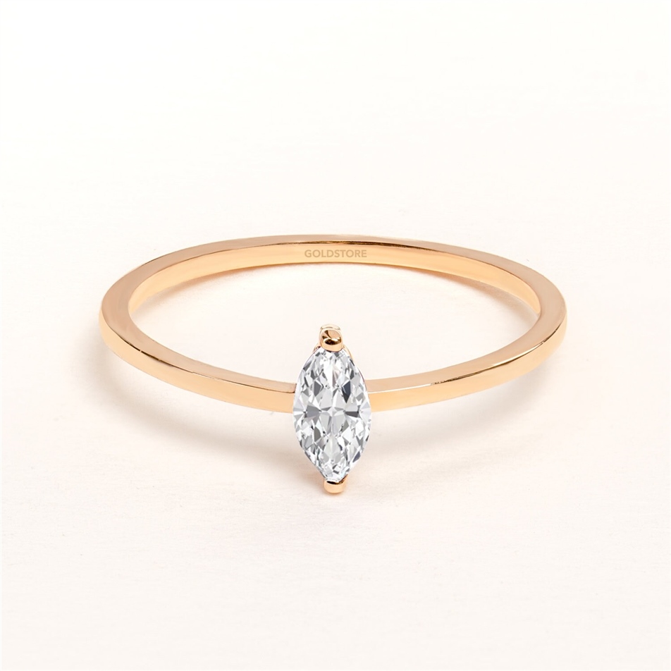 Solid Gold Marquise Cut Diamond Ring