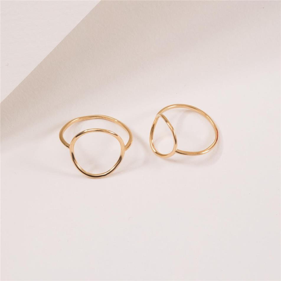 Solid Gold Open Circle Birthstone Ring