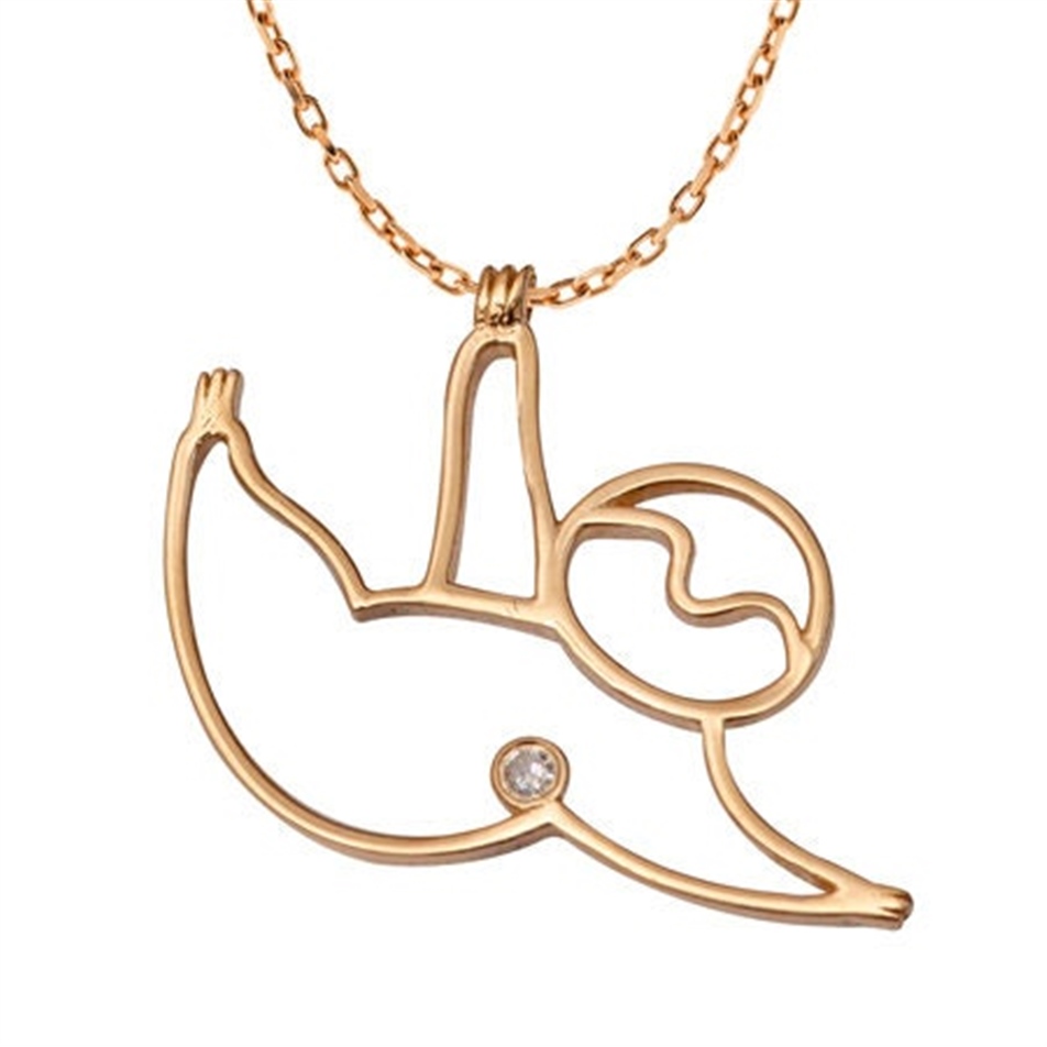 Solid Gold Diamond Lazy Sloth Necklace