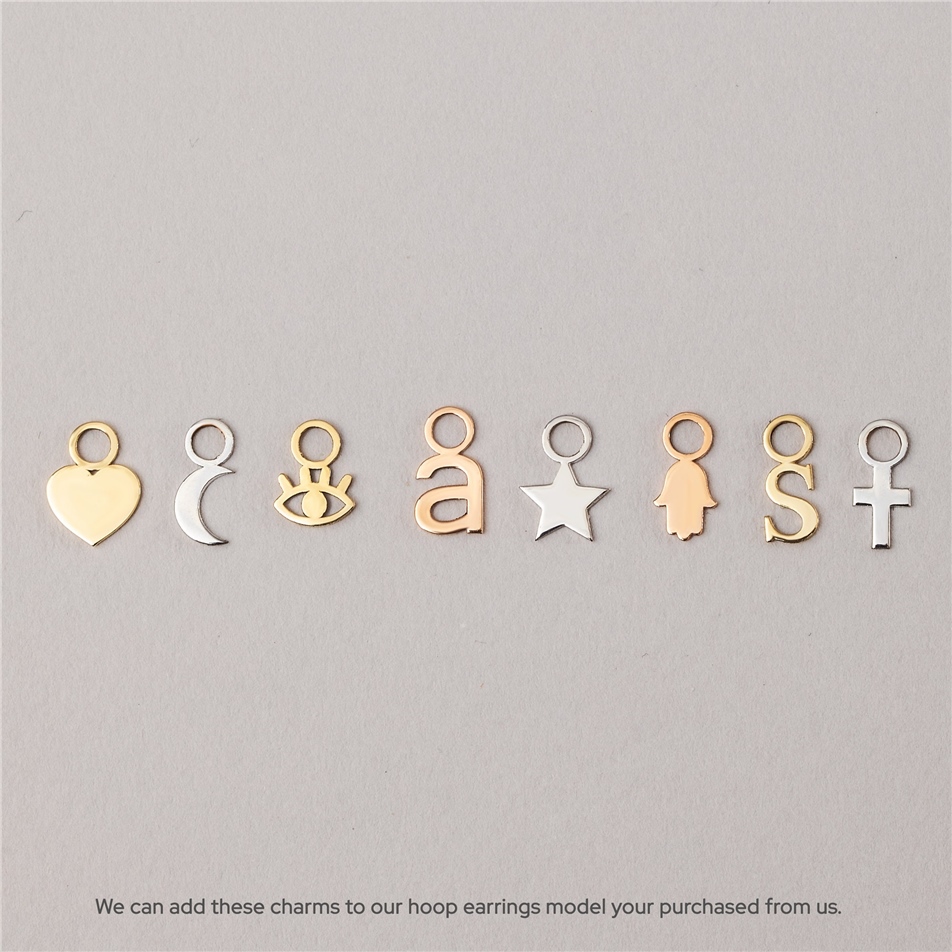 Solid Gold Tiny Charm For Hoop Earrings