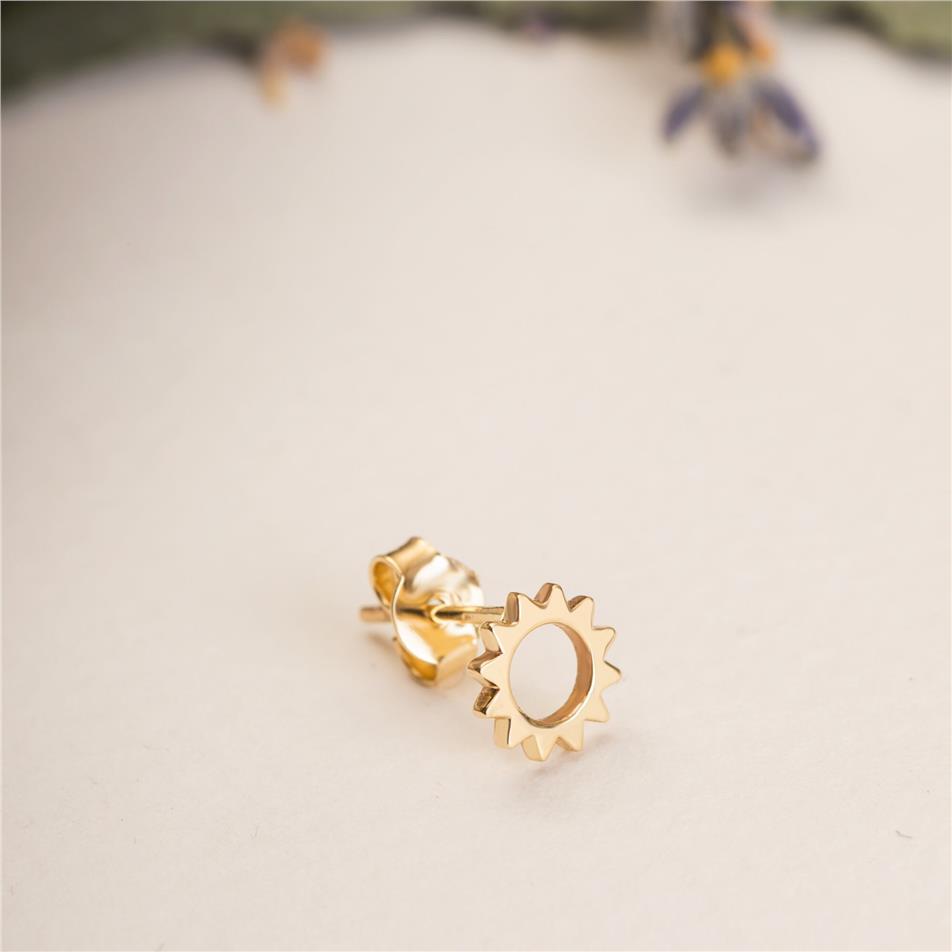 Solid Gold Sun Stud Earrings