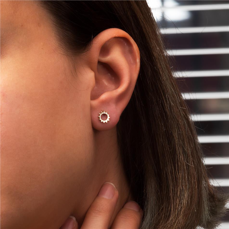 Solid Gold Sun Stud Earrings