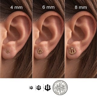 Solid Gold Trident Studs Earrings