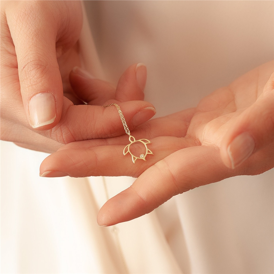 Solid Gold Diamond Turtle Necklace