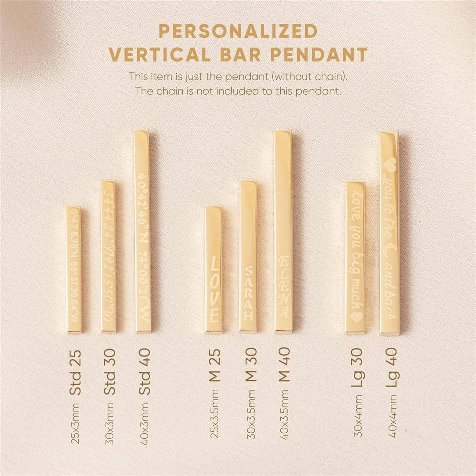Solid Gold Vertical Urn Bar Pendant