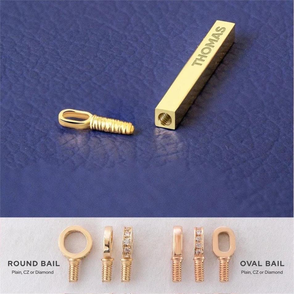 Solid Gold Vertical Urn Bar Pendant