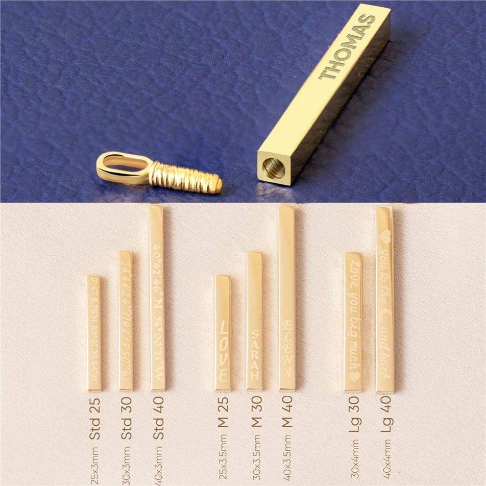 Solid Gold Vertical Urn Bar Pendant