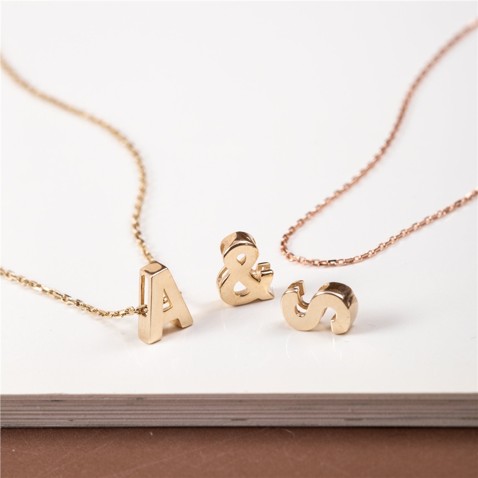 Solid Gold Minimalist Letter Necklace