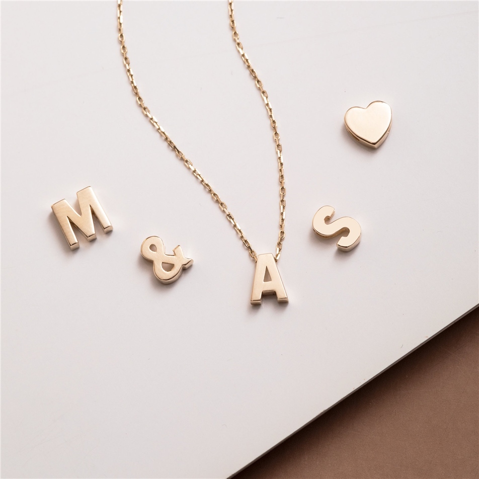 Solid Gold Minimalist Letter Necklace