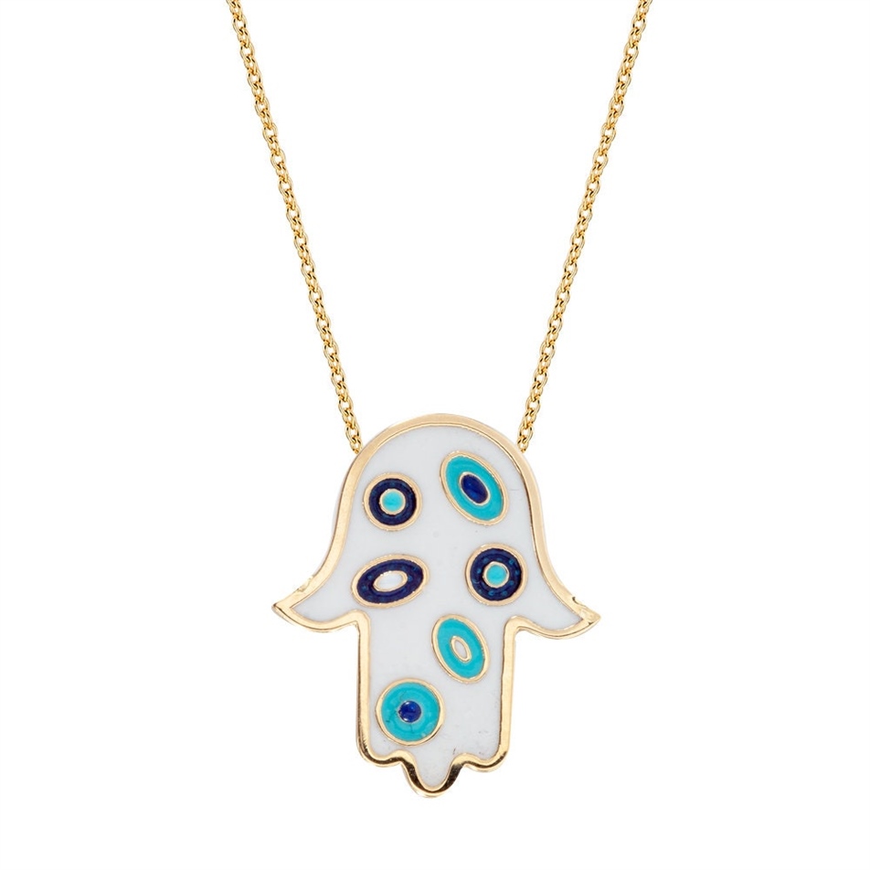 Solid Gold 2 Sided Hamsa Necklace
