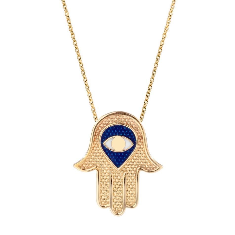 Solid Gold 2 Sided Hamsa Necklace