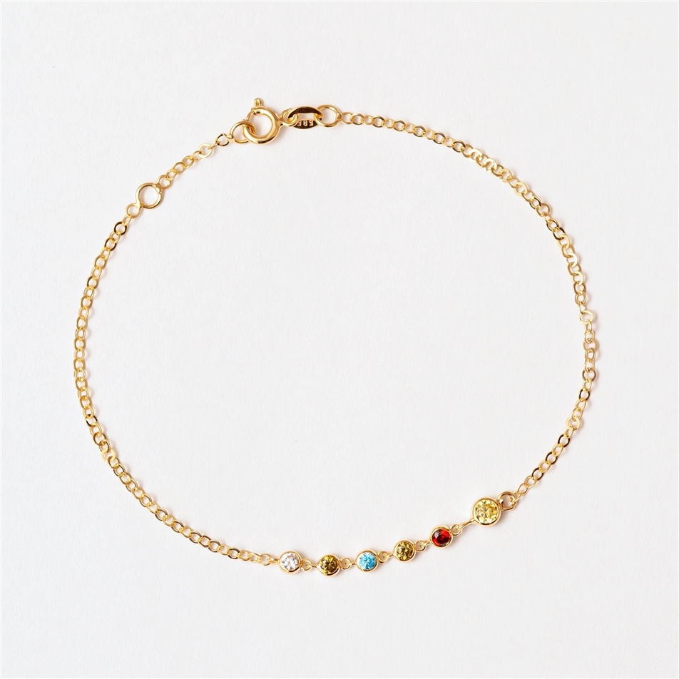 Solid Gold Dainty Birthstone Bracelet