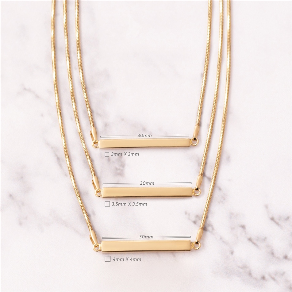 Solid Gold Horizontal Urn 3 cm Bar Necklace