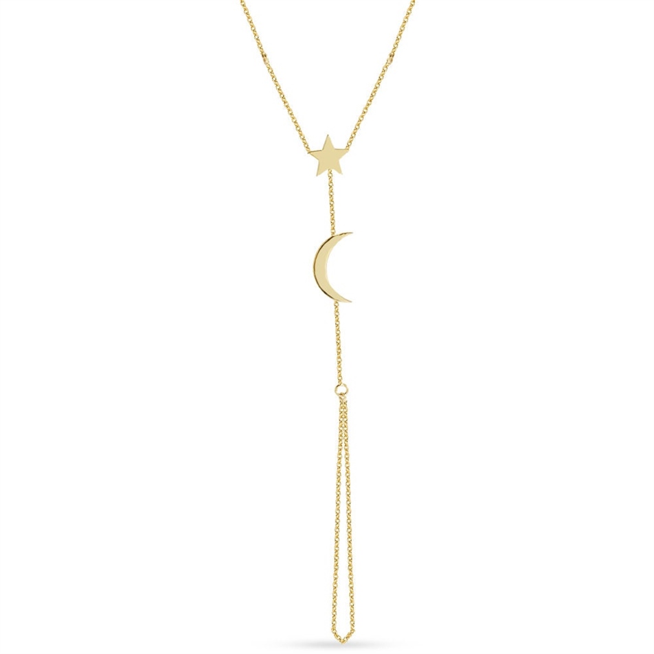 Solid Gold Moon and Star Sahmaran Bracelet