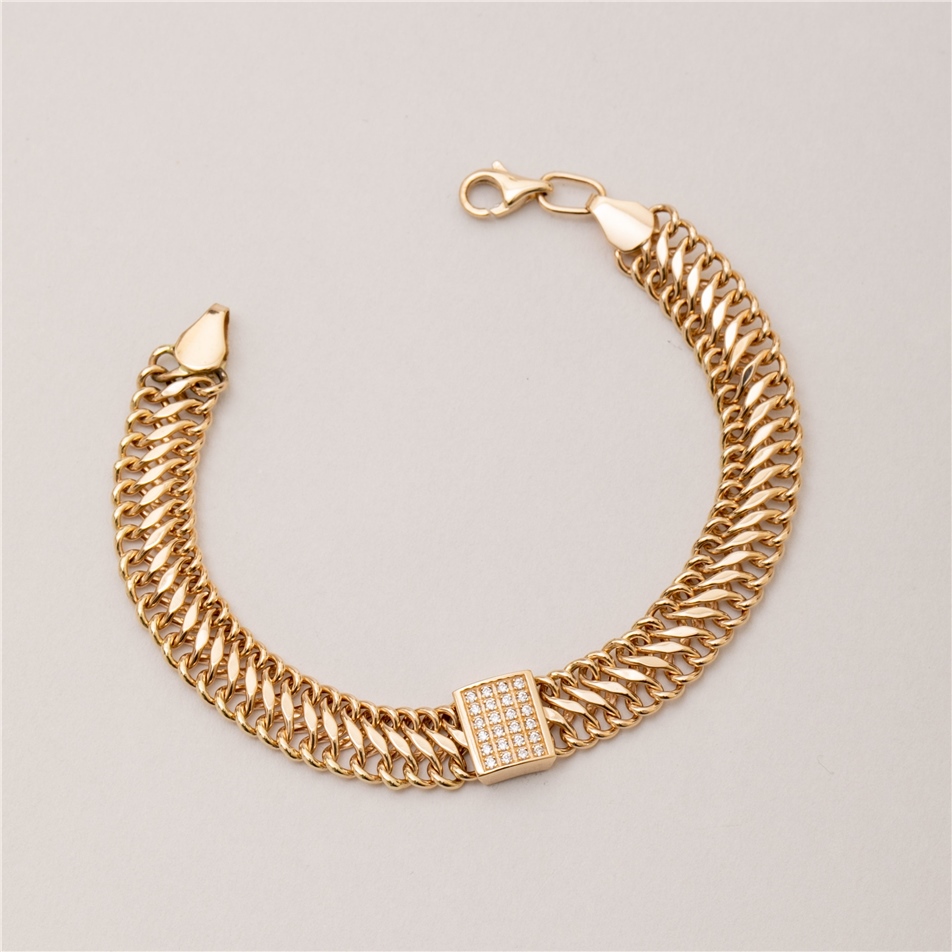 Solid Gold Cuban Link Chain Bracelet