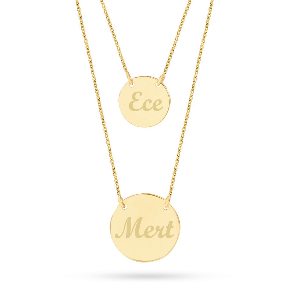 Altın Lariat Disk Kolye