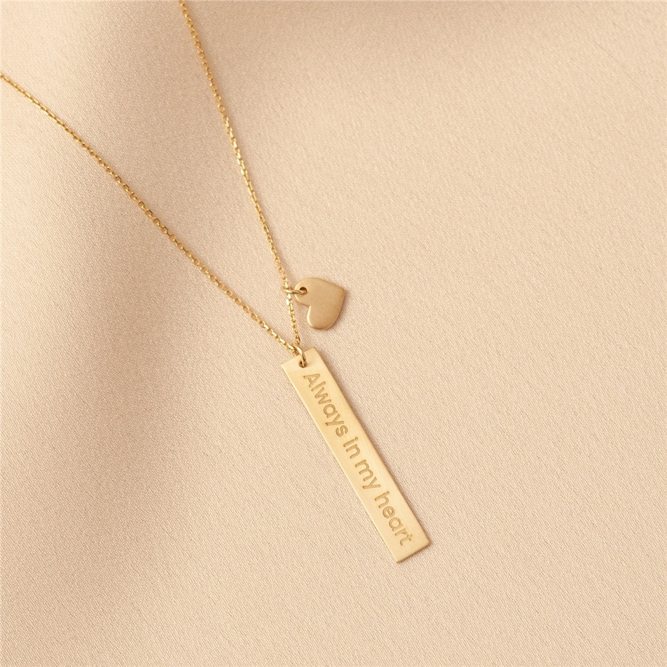 Solid Gold Vertical 3 cm Bar Pendant 