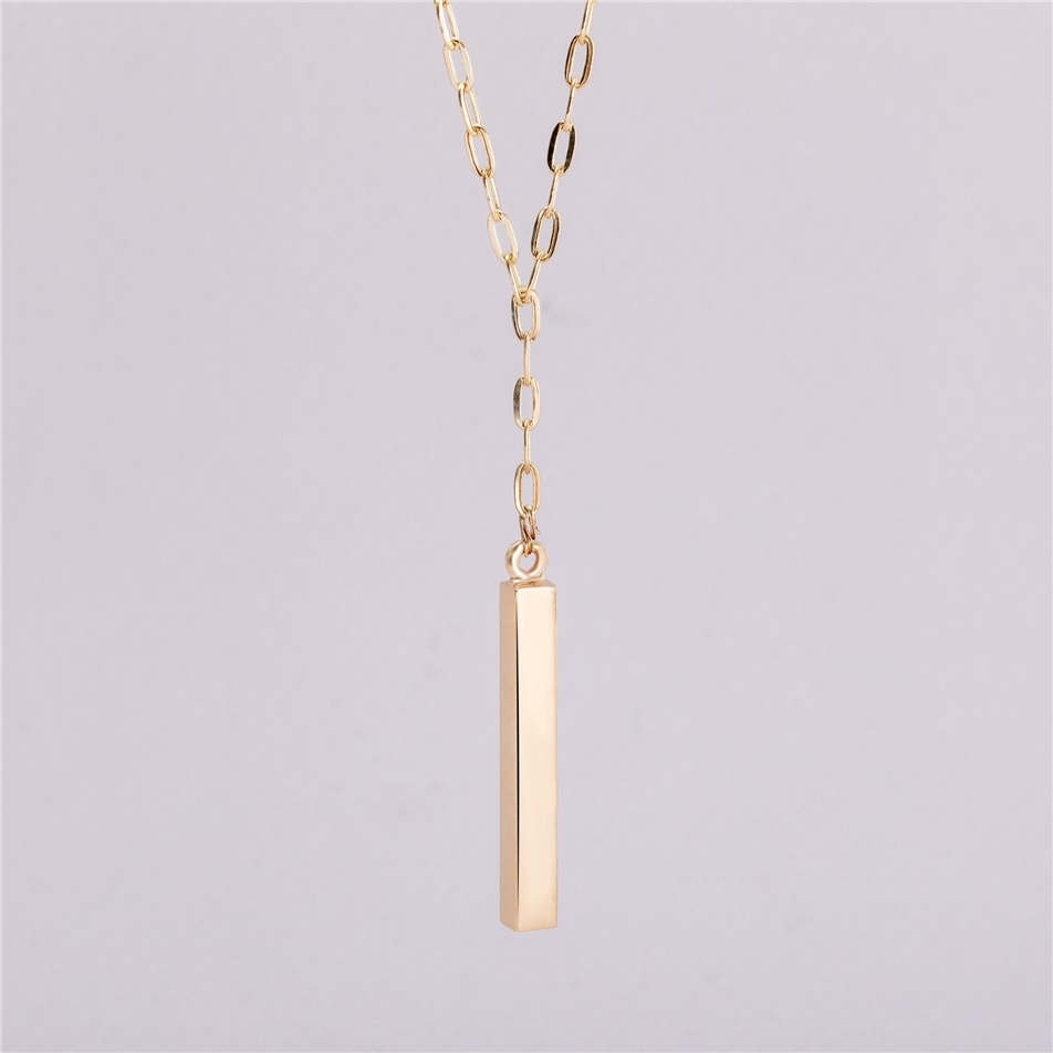 Solid Gold Vertical Bar Urn with Paperclip Chain