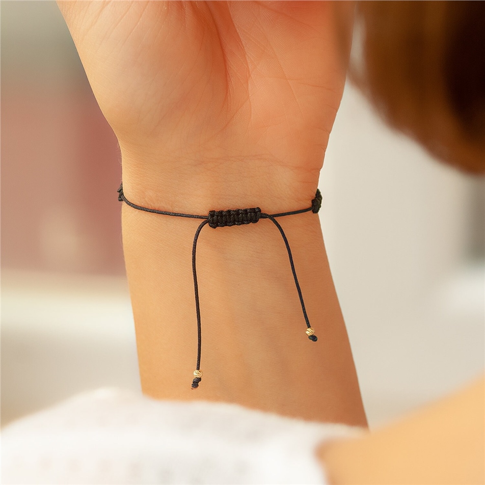 Solid Gold Evil Eye Rope Bracelet