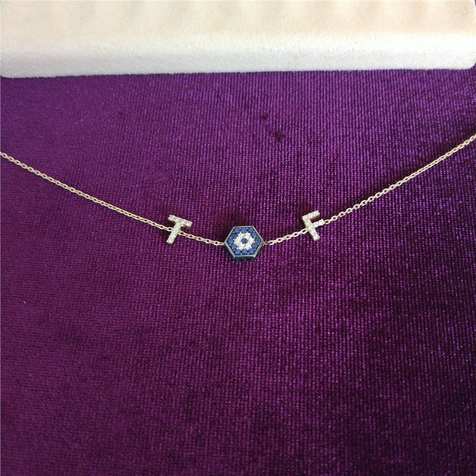 Solid Gold Evil Eye Initials Bracelet