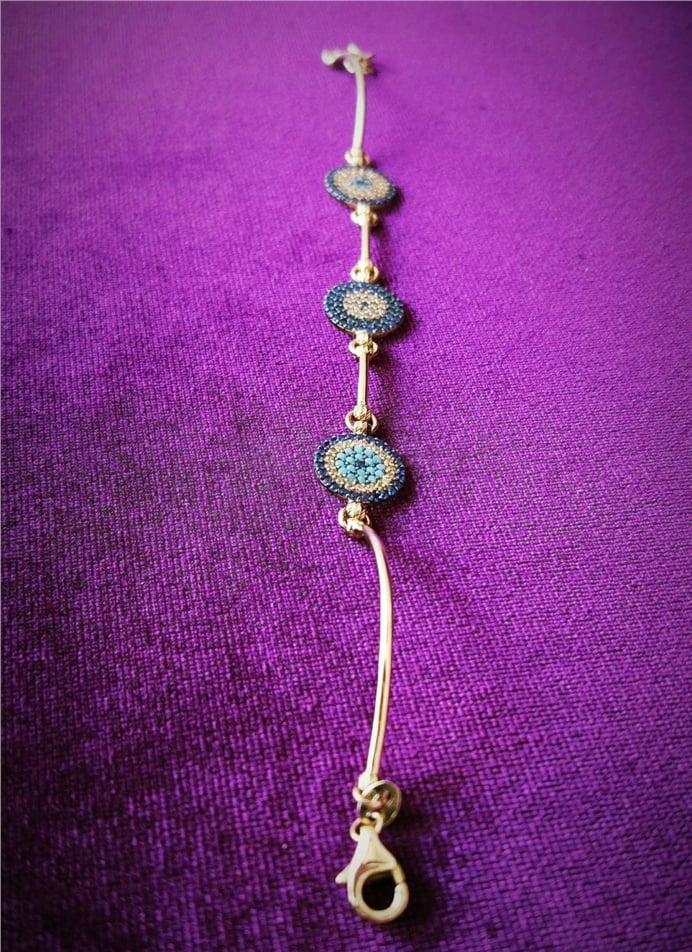 Solid Gold Evil Eye Bracelet