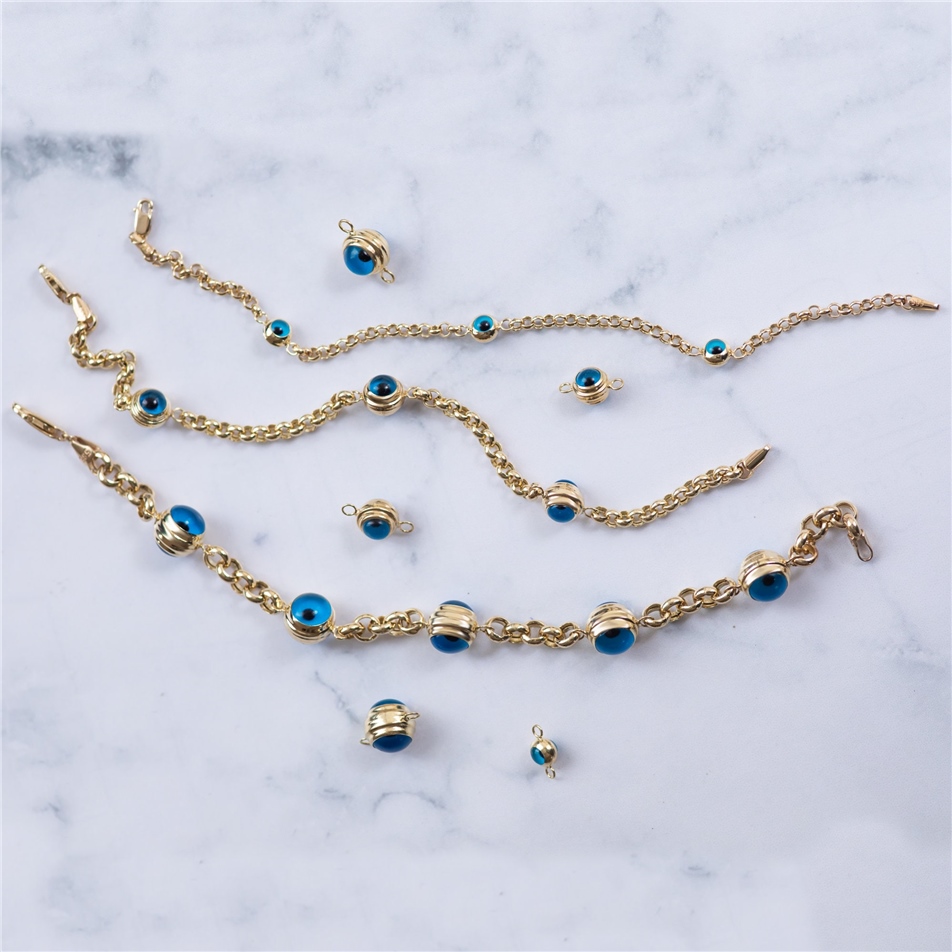 Solid Gold Evil Eye Bracelet