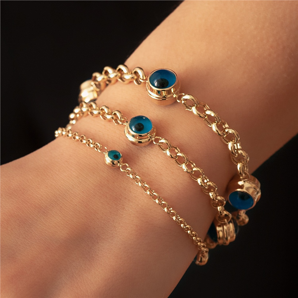 Solid Gold Evil Eye Bracelet