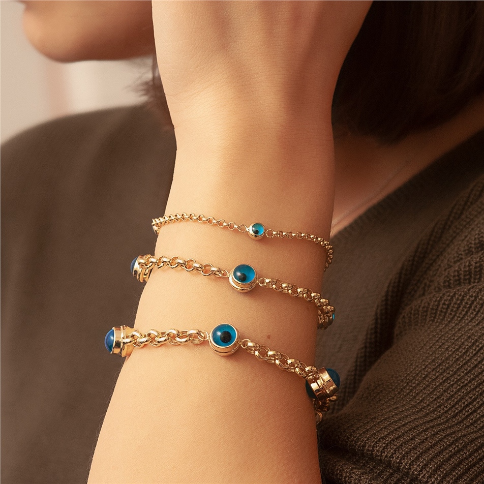 Solid Gold Evil Eye Bracelet