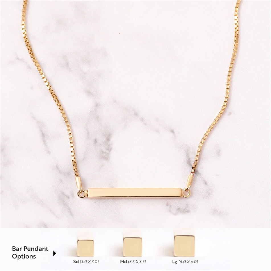 Solid Gold Horizontal Bar Urn Necklace