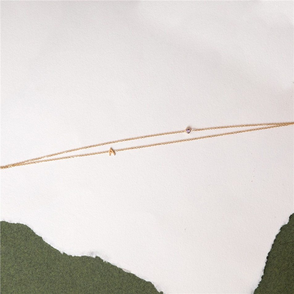 Solid Gold Letter and Birthstone Bracelet