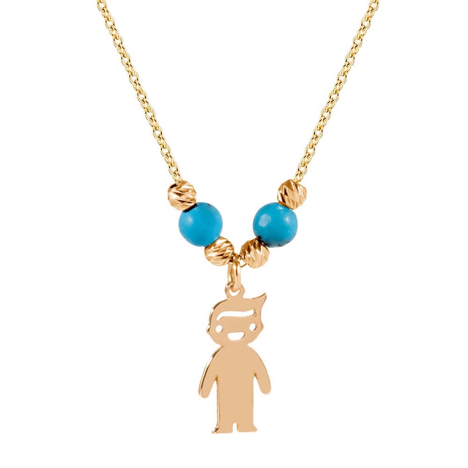 Solid Gold Girl and Boy Necklace 