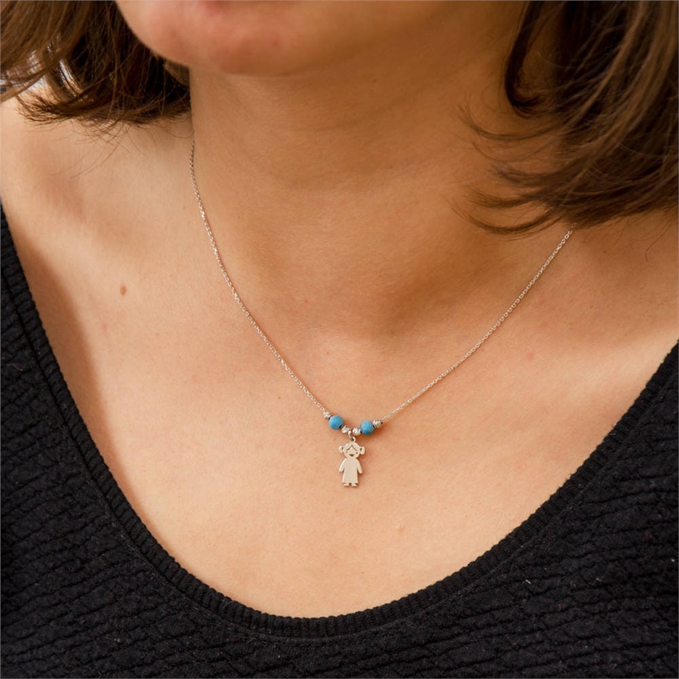 Solid Gold Girl and Boy Necklace 