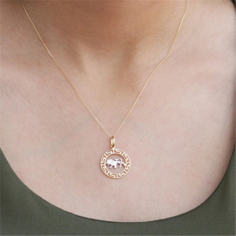 Solid Gold Zodiac Leo Necklace